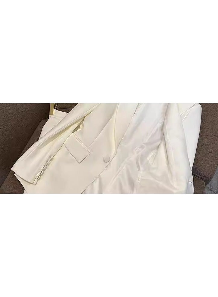 Shougu Fashion One Button Cloth Buckle Suit And Flared Pants Set  - Image 4