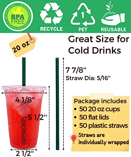 Aatriet 50 Sets 20 oz Clear Plastic Cups with Lids and Straws Disposable Coffee Cups - Image 5