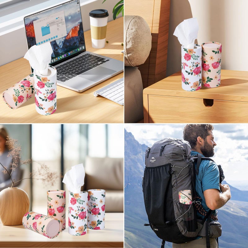 Qofaoye Car Tissues Holder 4 Pack with Facial Tissues Travel Tissue Tubes Box Container Fit for Car Cup Holder Tissues Cylinder Third Generation - Image 5