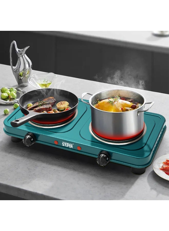 Winning Star Electric Double Burner Hot Plate Stove (ST-9638) 1000W with 5-Level Temperature Control, Cast Iron Plates, Overheat Protection & Compact Design - Image 5