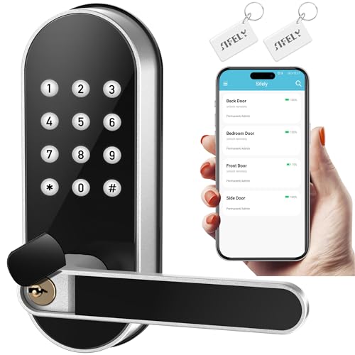 Sifely Keyless Entry Keypad Electronic Door Lock: Sifely Digital Smart Lock with Code, Electric Deadbolt Door Knob/Handle for Front, Interior, Exterior & Bedroom Doors (Silver, App Control, No Fingerprint) - Image 1