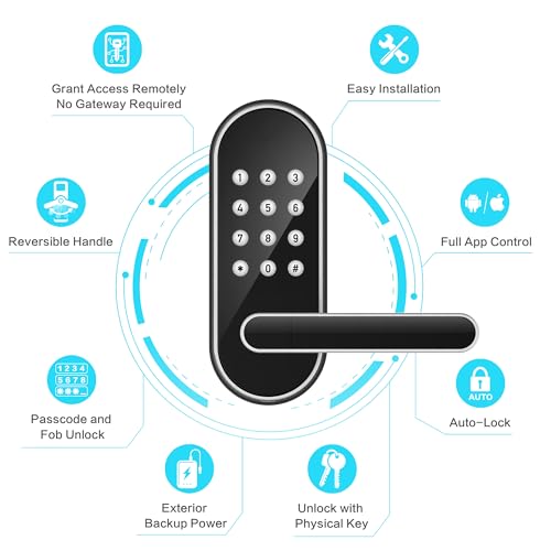 Sifely Keyless Entry Keypad Electronic Door Lock: Sifely Digital Smart Lock with Code, Electric Deadbolt Door Knob/Handle for Front, Interior, Exterior & Bedroom Doors (Silver, App Control, No Fingerprint) - Image 2