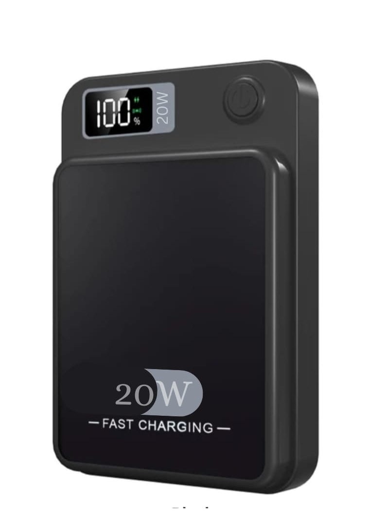 traditious 10000mAh Magnetic Power Bank – 20W Fast Charging Portable Charger with USB-C, MagSafe Battery Pack Compatible with iPhone 16 pro max/15/14/13 Series - 2 In 1 Wired and Wireless Powerbank - Black  - Image 2