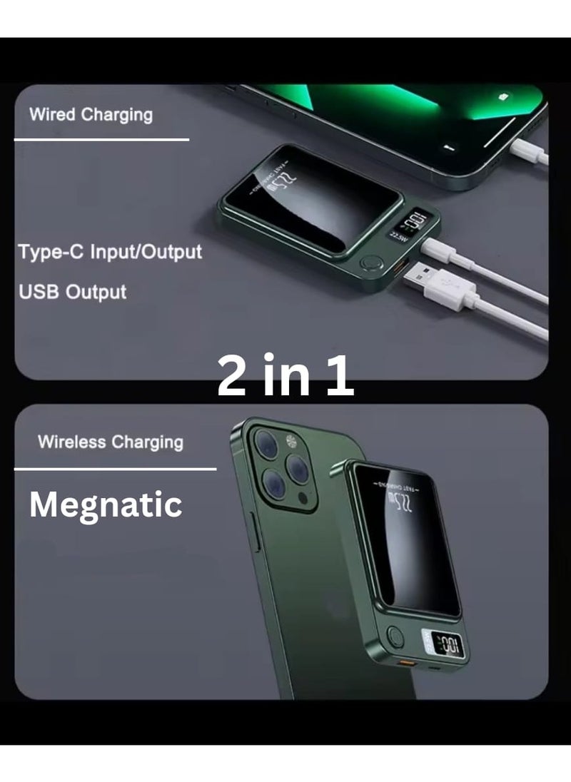 traditious 10000mAh Magnetic Power Bank – 20W Fast Charging Portable Charger with USB-C, MagSafe Battery Pack Compatible with iPhone 16 pro max/15/14/13 Series - 2 In 1 Wired and Wireless Powerbank - Black  - Image 5