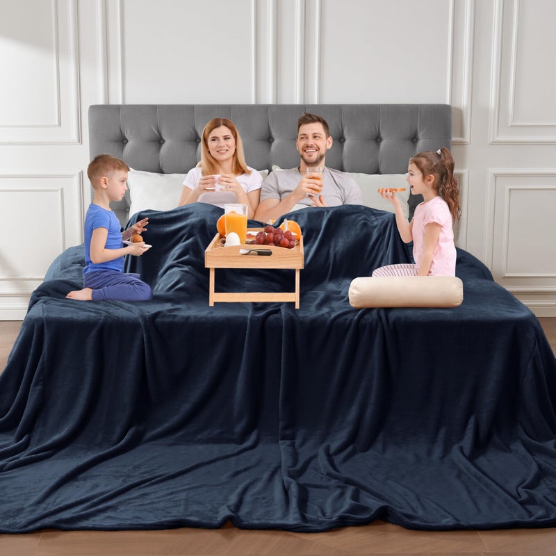 Oversized Blanket 120x120 Inches Giant Huge Companion for Bed Sofa Travel and Camping Extra Large Big Soft Blanket Fits The Whole Family and Outdoor Campaign Navy