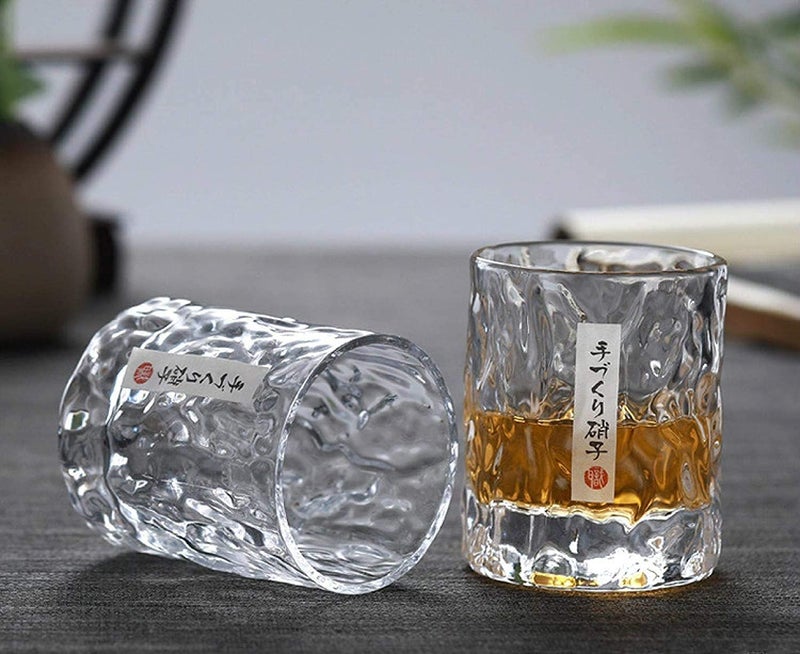 GREUS Whiskey Glass Mountain Crystal Wedge Glass Japanese Old Fashioned Tasting Tumblers Cocktail Wine Drinking Glasses Set of 1, Funny Unique Gift Box for Dad Men, 8 OZ (Cylinder Shape with Round Mouth) - Image 2