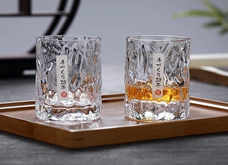 GREUS Whiskey Glass Mountain Crystal Wedge Glass Japanese Old Fashioned Tasting Tumblers Cocktail Wine Drinking Glasses Set of 1, Funny Unique Gift Box for Dad Men, 8 OZ (Cylinder Shape with Round Mouth) - Image 5