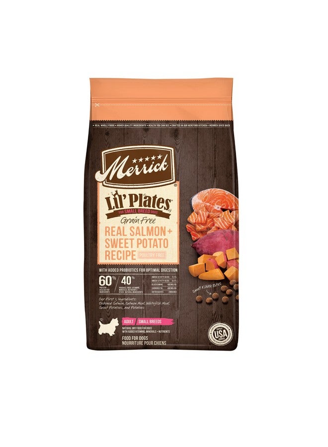 Merrick Lil’ Plates Premium Grain Free Dry Dog Food For Small Dogs, Real Salmon And Sweet Potato Kibble  4.0 Lb. Bag - Image 1
