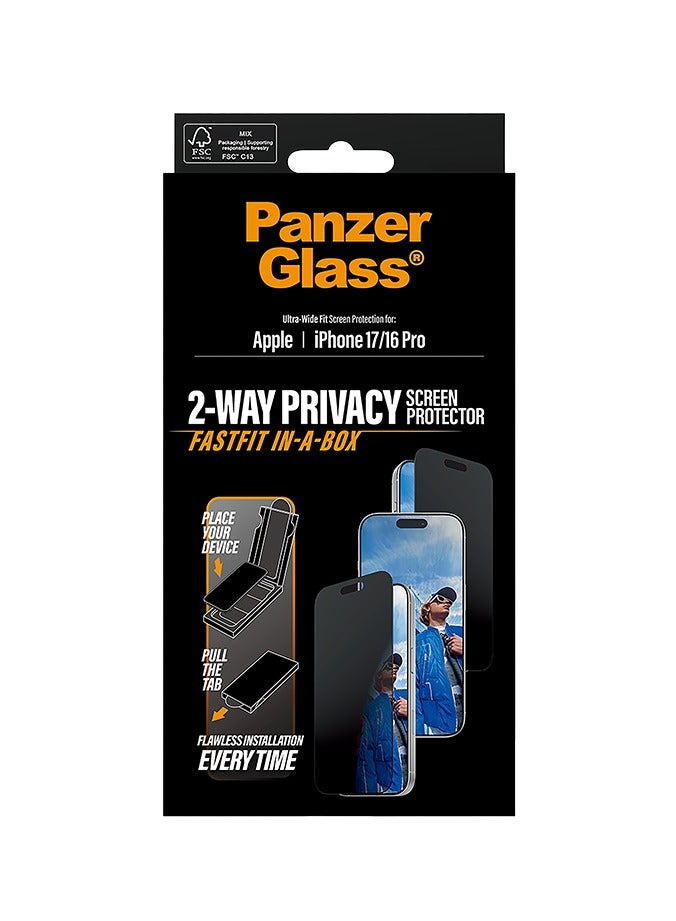 PanzerGlass Screen Protector Black Frame Ultra-Wide Fit iPhone 17 and iPhone 16 Pro - Privacy - Image 5