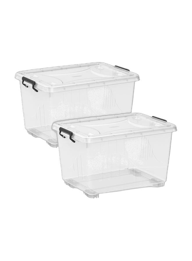 Cosmoplast 33L Clear Plastic Storage Box With Wheels & Lockable Lid (Pack Of 2) - Image 1