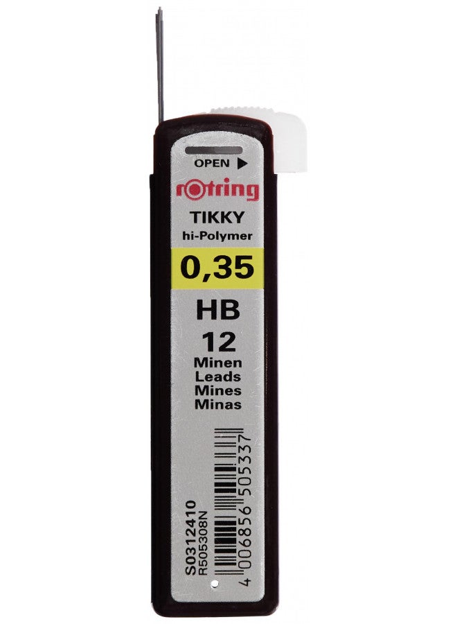 rOtring Replacement Leads for Tikky Mechanical Pencils, 0.35 mm, Hard Black (HB) (S0312410) - Image 2
