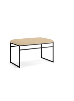 INDIDECOR INDIDECOR 64103 Hallway Bench Entryway Bench for Home and Office Beige Faux Leather Cushion Black Metal Frame Suitable for Living RoomBedroomOffice 100 cm x 46 cm x 39 cm 