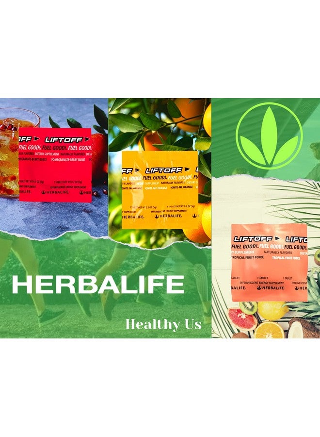 HERBALIFE مجموعة أقراص الطاقة HERBALIFE LIFTOFF - نكهة الرمان والتوت 12 قرص، نكهة البرتقال Ignite-Me 6 أقراص، نكهة الفواكه الاستوائية 6 أقراص بنكهة طبيعية، مشروب طاقة فوري للسفر - Image 2