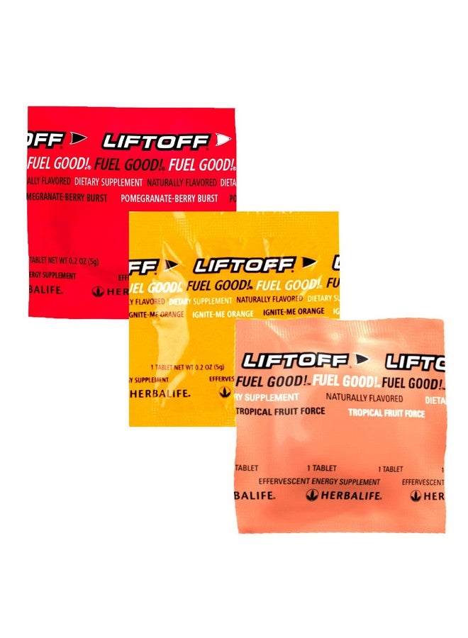HERBALIFE مجموعة أقراص الطاقة HERBALIFE LIFTOFF - نكهة الرمان والتوت 12 قرص، نكهة البرتقال Ignite-Me 6 أقراص، نكهة الفواكه الاستوائية 6 أقراص بنكهة طبيعية، مشروب طاقة فوري للسفر - Image 1