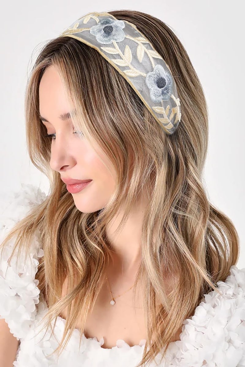 Bukela 3PCS Floral Embroidery Headbands for Women and Girls - Soft Stretch Hair Accessories - Image 3
