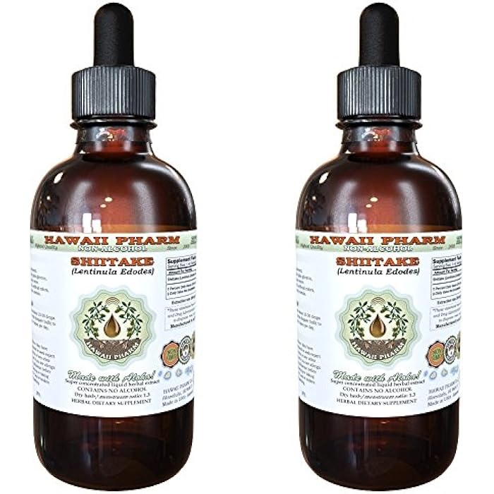 Hawaii Pharm Shiitake Alcohol-Free Liquid Extract, Professional Grade, Small Batch Crafted Shiitake (Lentinula Edodes) Dried Mushroom Glycerite Natural Herbal Supplement, 2x2 fl.oz - Image 1