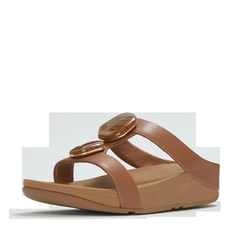 Fitflop  FINO MARBLED-STONE H-BAR SLIDES for Women | Best Price UAE