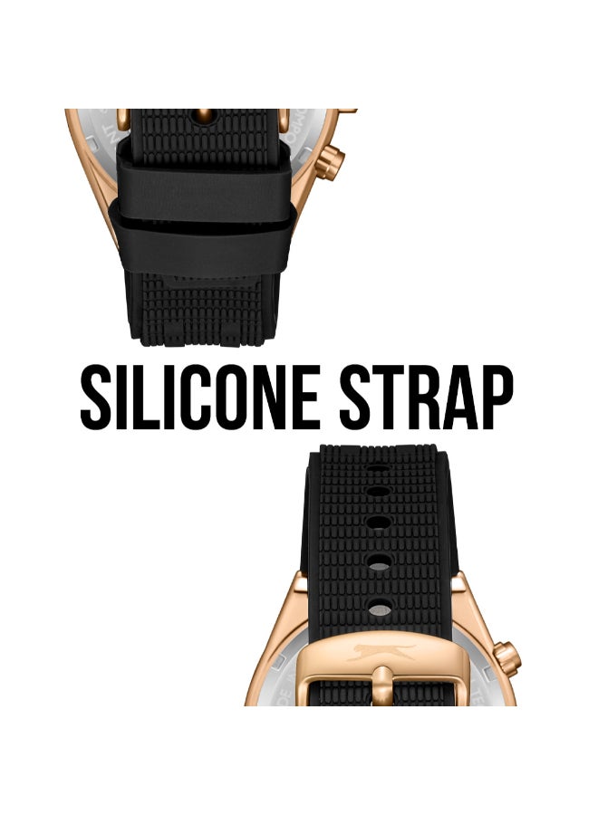 سلازنجر ساعة رجالية متعددة الوظائف بسوار سيليكون أسود - Image 5