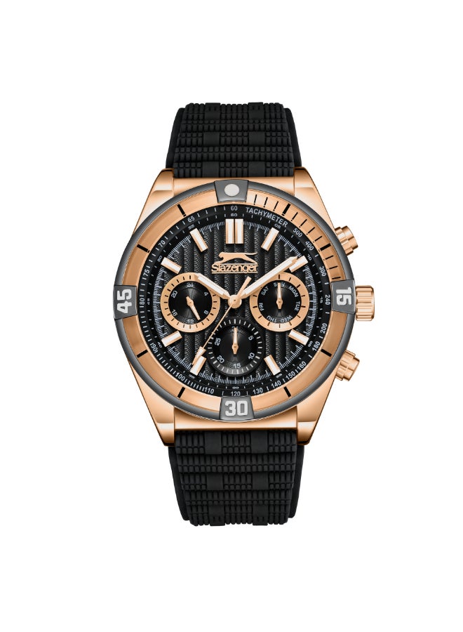 سلازنجر ساعة رجالية متعددة الوظائف بسوار سيليكون أسود - Image 1