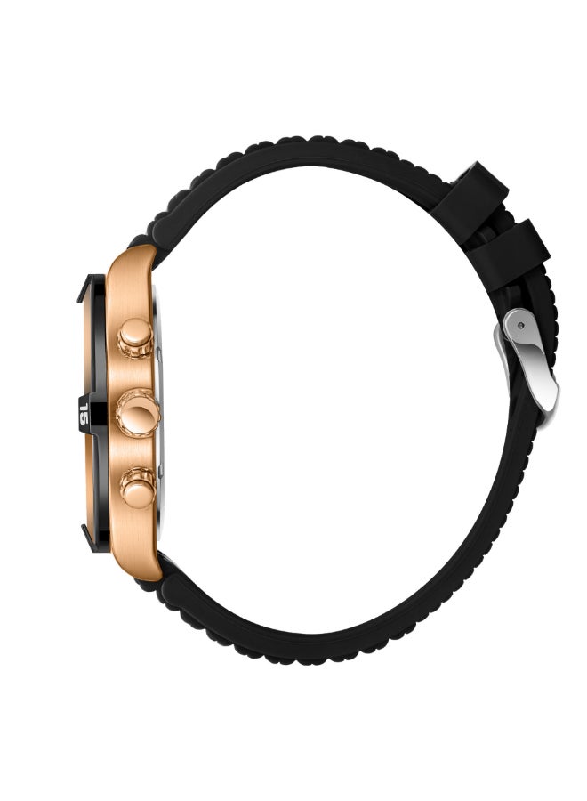 سلازنجر ساعة رجالية متعددة الوظائف بسوار سيليكون أسود - Image 3