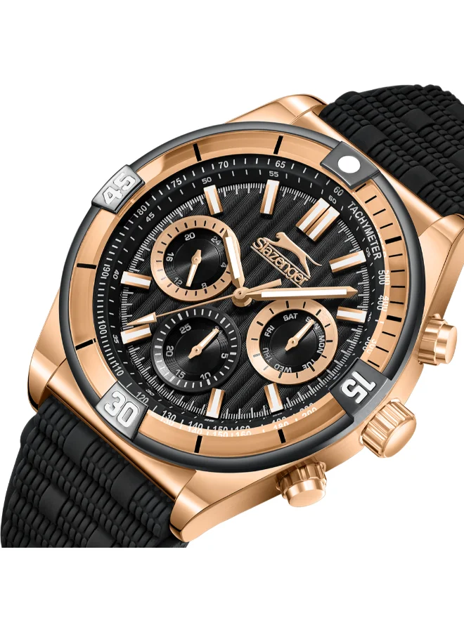 Slazenger Men's Multi Function Display Watch With Black Silicone Strap - SL.9.2389.2.01