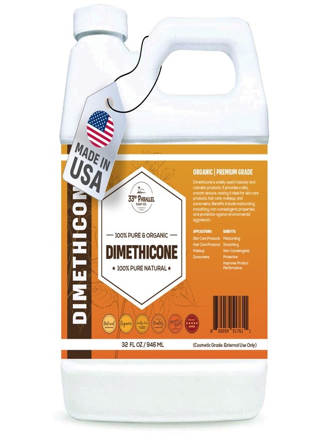 33RD PARALLEL SOAP CO. 33rd Parallel | DIMETHICONE Oil (32 oz) 100% Pure, Cosmetic Grade | Widely Used in Moisturizers, Lotions, Primers, Foundations, Hair Products, Sunscreen, Wound Care | 32 Ounces - Image 1