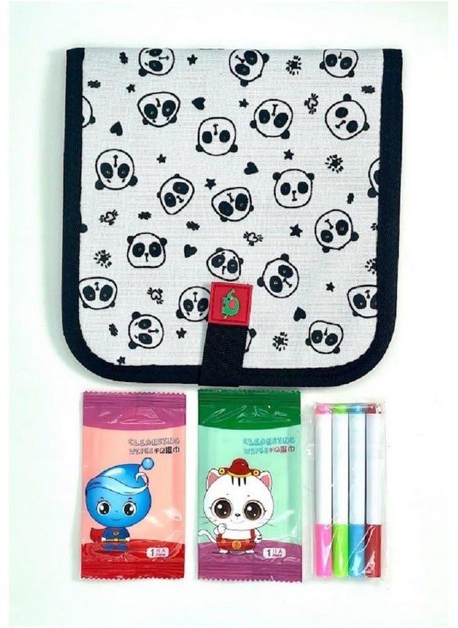 ArtBee ArtBee Erasable Doodle Drawing Book - 6 Sheets Double-Side Kids Draw Slate for Colouring Sketching Painting Toy Writing Boards Children Scribbler Pad with 4 Water-Soluble Chalk Markers (White)  - Image 1