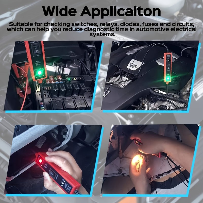 Power Circuit Probe Tester 6 24V DC Automotive Test Light 12 Volt Circuit Tester with 13 Foot Wire Continuity Tester for Cars SUVs and Trucks Bright Red - Image 5