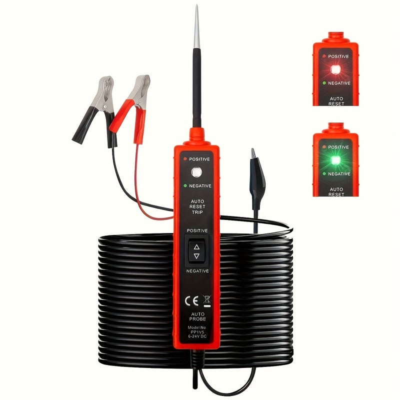 Power Circuit Probe Tester 6 24V DC Automotive Test Light 12 Volt Circuit Tester with 13 Foot Wire Continuity Tester for Cars SUVs and Trucks Bright Red - Image 1