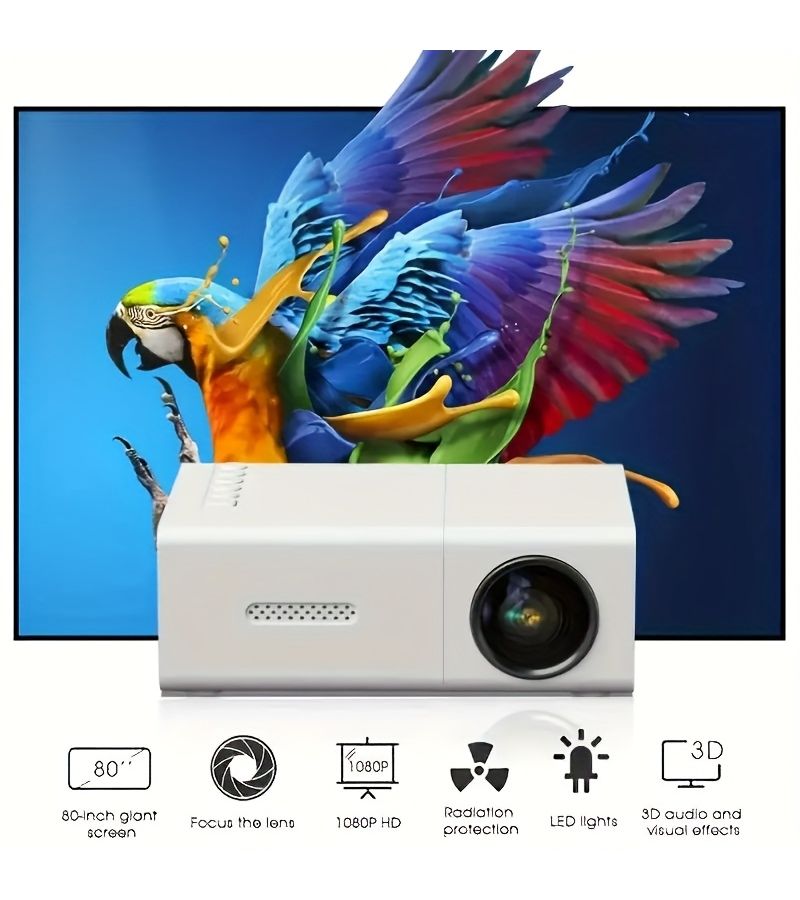 بروجيكتور صغير محمول أبيض بالكامل USB دقة أصلية 240P خرج 1080P نظام تبريد صامت تصميم عصري ومضغوط مسرح منزلي حفلة - Image 4