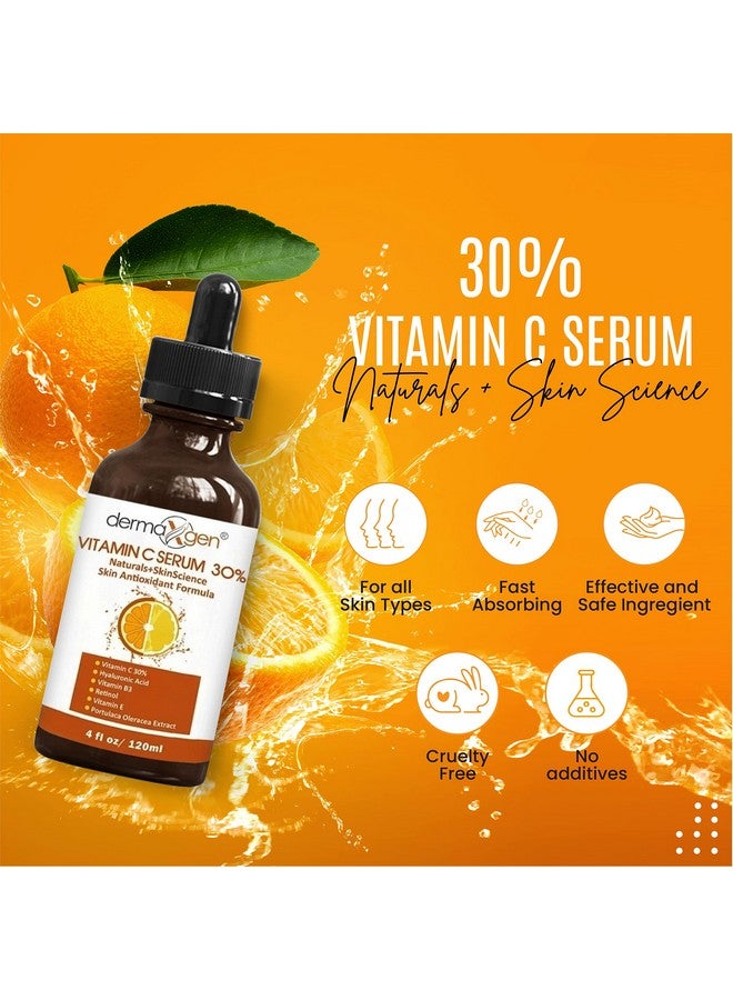 dermaxgen Vitamin C Serum With Pure Retinol Hyaluronic Acid & Organic Antiaging Formula 4 Fl Oz - Image 3