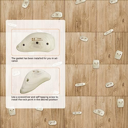 TWO STONES Wooden Rock Climbing Holds for Adults | Wood Rock Wall Climbing Holds | Variety Screw On Climbing Hold Grips Set with Mounting Hardware (HD5in1-B) - Image 5