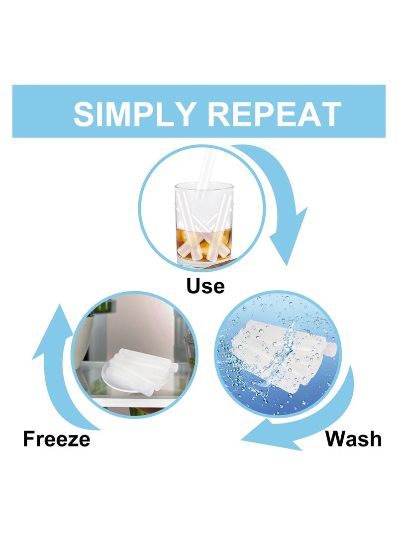 Excefore Reusable Ice Cube, Azonee 8 Pcs Quick Freeze Ice Sticks Plastic Ice Cube, BPA Free, Washable, Pernament Non-Melting Water Bottle IceStick for Drinks, Water Bottles - Image 4