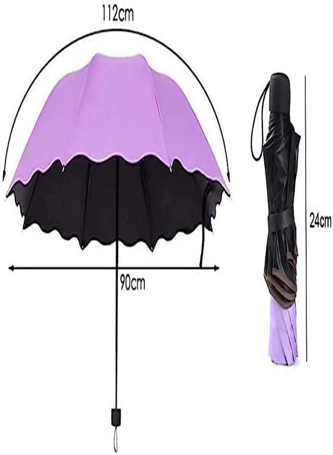 SHONIL Fancy Magic Umbrella Changing Secret Blossoms Occur with Water Magic Print 3 Fold Umbrella for Girls, Women, Boys, Men & Children for UV, Sun & Rain[pack of 1-multi color] - Image 3