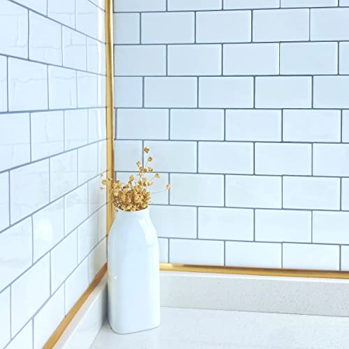 WalDecoo Peel and Stick Molding Trim, Flexible Panels Molding Trim for Backsplash Tile Edge, Half-Round Self Adhesive Molding Trim for Wall, Frame, Mirror and Home Decoration, 10 Ft×0.5" in Gold - Image 2