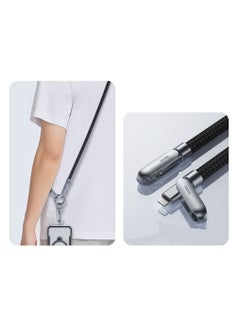 XUNDD XUNDD Crossbody Lanyard with Built-in Cable (USB-C to USB-C) 240W Charging Cable, Body Neck Lanyard for Compatible with iPhone 16 Pro Max, Samsung S25 Ultra, iPhone 15 Pro Max, etc (1.2M) (Black)  - Image 1