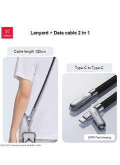 XUNDD XUNDD Crossbody Lanyard with Built-in Cable (USB-C to USB-C) 240W Charging Cable, Body Neck Lanyard for Compatible with iPhone 16 Pro Max, Samsung S25 Ultra, iPhone 15 Pro Max, etc (1.2M) (Black)  - Image 5
