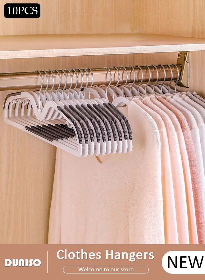 DUNISO 10Pcs Plastic Clothes Racks,Extra Thick Plastic Wide Shoulder Adult Slip Resistant  Clothing Hanger,Space Saving for Bedroom Wardrobe,Shirts, Trousers and Coats  - Image 1