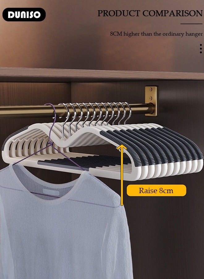 DUNISO 10Pcs Plastic Clothes Racks,Extra Thick Plastic Wide Shoulder Adult Slip Resistant  Clothing Hanger,Space Saving for Bedroom Wardrobe,Shirts, Trousers and Coats  - Image 2