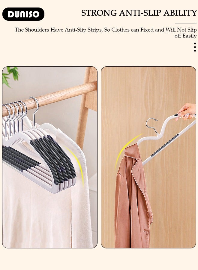 DUNISO 10Pcs Plastic Clothes Racks,Extra Thick Plastic Wide Shoulder Adult Slip Resistant  Clothing Hanger,Space Saving for Bedroom Wardrobe,Shirts, Trousers and Coats  - Image 3