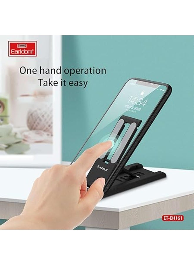 Earldom Adjustable Smartphone Stand EH161 – Foldable, Portable Phone Holder Made from Durable Polypropylene, Multi-Angle Viewing for Desk, Compatible with All Smartphones and Tablets - Image 2