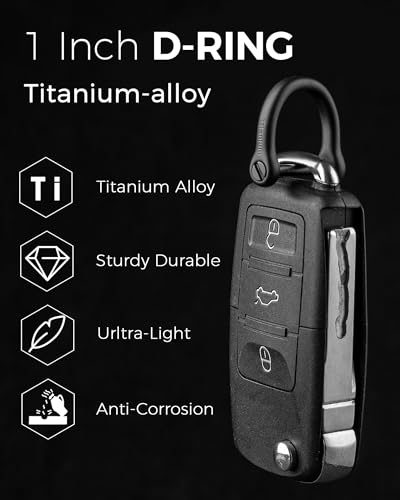 FEGVE Key Rings with Screw Shackle - Heavy Duty Strong Titanium D Rings Car Fob Key Chain Holder - 1 Inch/25mm（Black） - Image 3