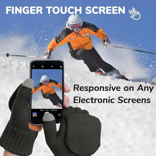Doyesiee Winter Fingerless Gloves for Women Men Warm Knitted Convertible Mittens With Finger Flaps Fleece Women's Mittens (Army Green, One Size) - Image 3