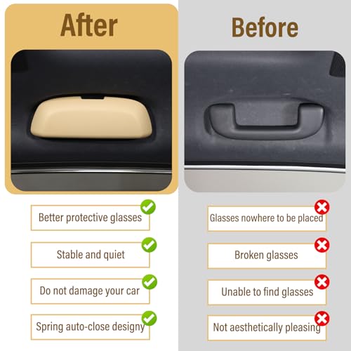 LLKUANG حامل نظارات شمسية للسيارة LLKUANG متوافق مع تويوتا لاند كروزر برادو 250 J250 LC250 2024 2025، صندوق تخزين إطار نظارات معدّل من ABS، ملحقات نظارات (بيج) - Image 2