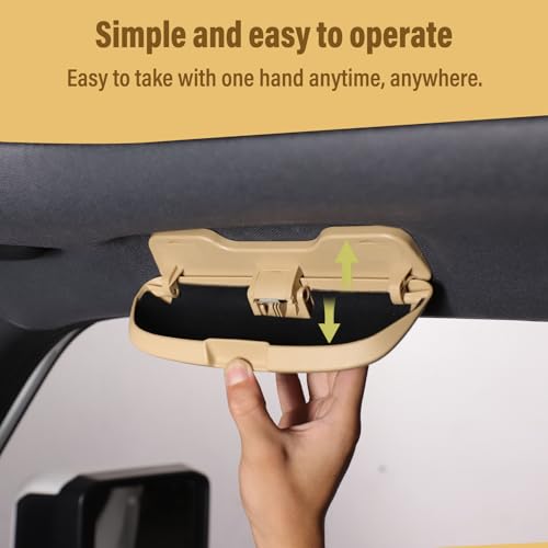 LLKUANG حامل نظارات شمسية للسيارة LLKUANG متوافق مع تويوتا لاند كروزر برادو 250 J250 LC250 2024 2025، صندوق تخزين إطار نظارات معدّل من ABS، ملحقات نظارات (بيج) - Image 4