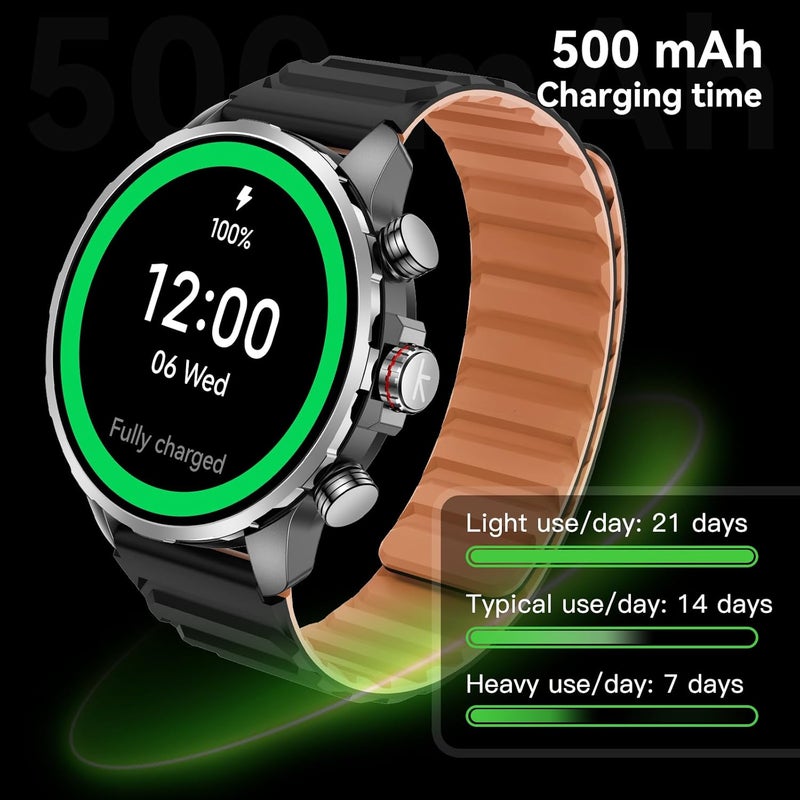 KIESLECT Smart Watch Kr 3 47mm, 1.5" AMOLED HD, GPS, Bluetooth Call & Text, 178 Sports Modes, Health, Fitness & Sleep Tracker, 5ATM Waterproof Fit Men and Women (Black) - Image 2