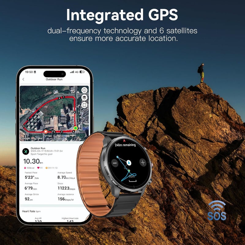 KIESLECT Smart Watch Kr 3 47mm, 1.5" AMOLED HD, GPS, Bluetooth Call & Text, 178 Sports Modes, Health, Fitness & Sleep Tracker, 5ATM Waterproof Fit Men and Women (Black) - Image 3