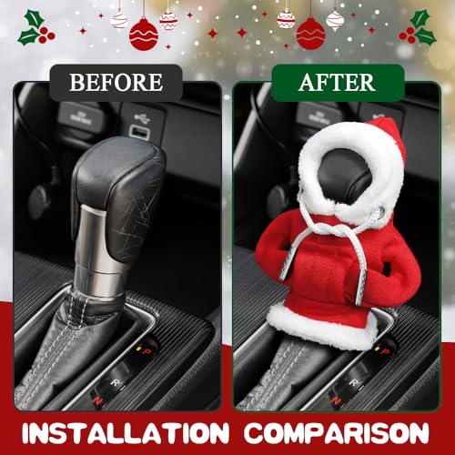 Kutyun 2PCS Hoodie Car Gear Shift Cover, Christmas Car Decor Gear Shift Knob Cover for Manual/Automatic Shift Knob, Car Interior Accessories Universal Fit Hoodie Gear Shift Cover - Image 4