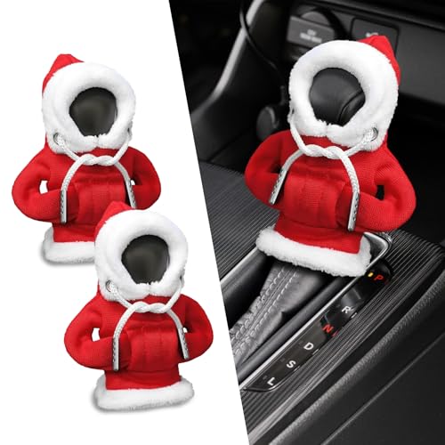 Kutyun 2PCS Hoodie Car Gear Shift Cover, Christmas Car Decor Gear Shift Knob Cover for Manual/Automatic Shift Knob, Car Interior Accessories Universal Fit Hoodie Gear Shift Cover - Image 1