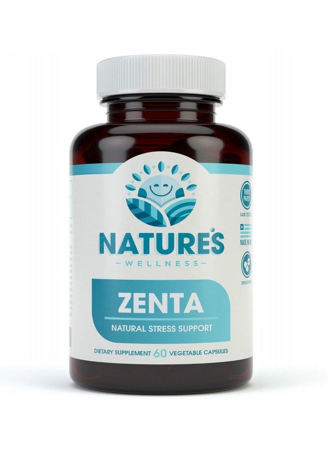 Natures Wellness ZENTA - The Natural Relief Supplement to Help Calm Body and Mind | Positive Mood Enhancer - Increase Serotonin Levels with GAB, 5-HTP, Ashwagandha, Chamomile, DMAE | 60 ct  - Image 1